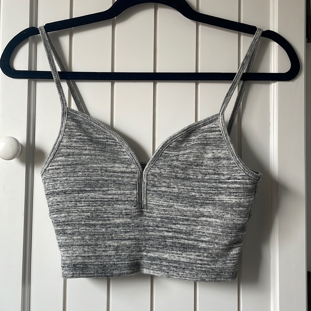 Hollister Heather Gray Womens Cropped Tank Top